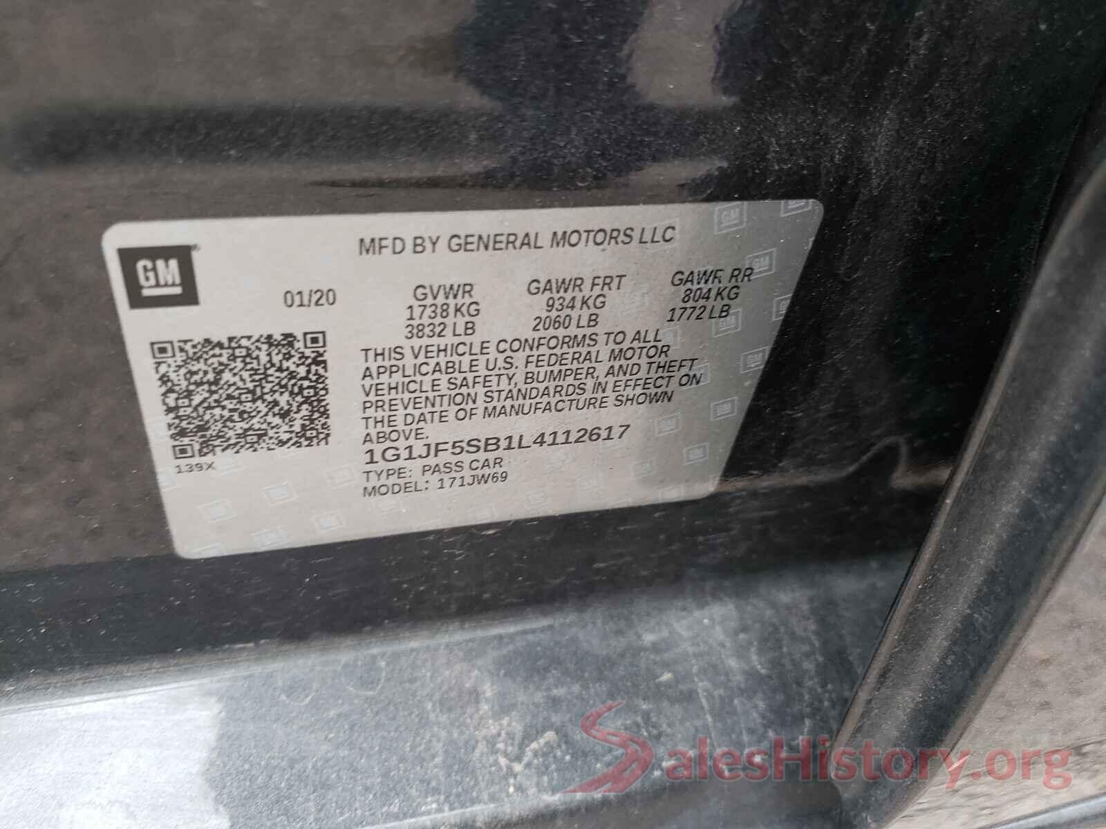 1G1JF5SB1L4112617 2020 CHEVROLET SONIC