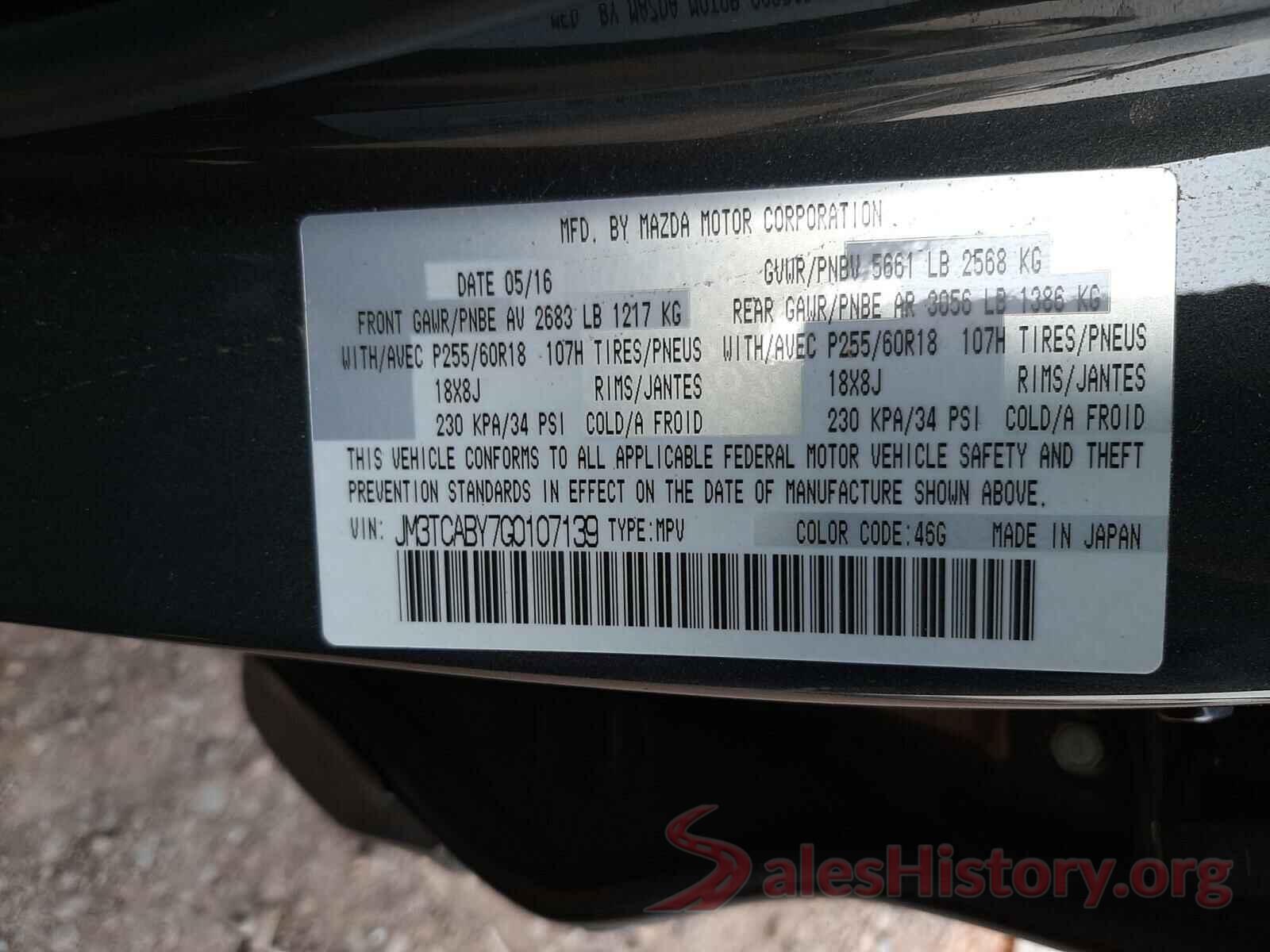 JM3TCABY7G0107139 2016 MAZDA CX-9