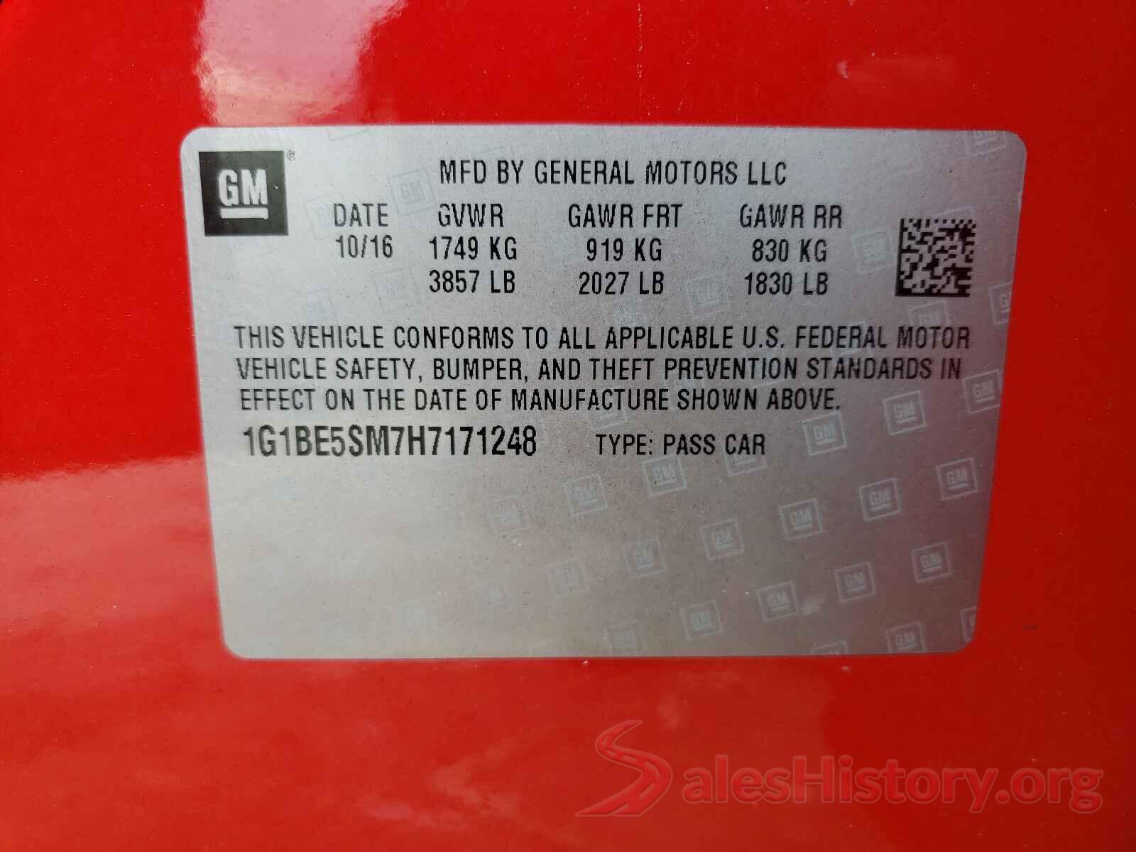 1G1BE5SM7H7171248 2017 CHEVROLET CRUZE