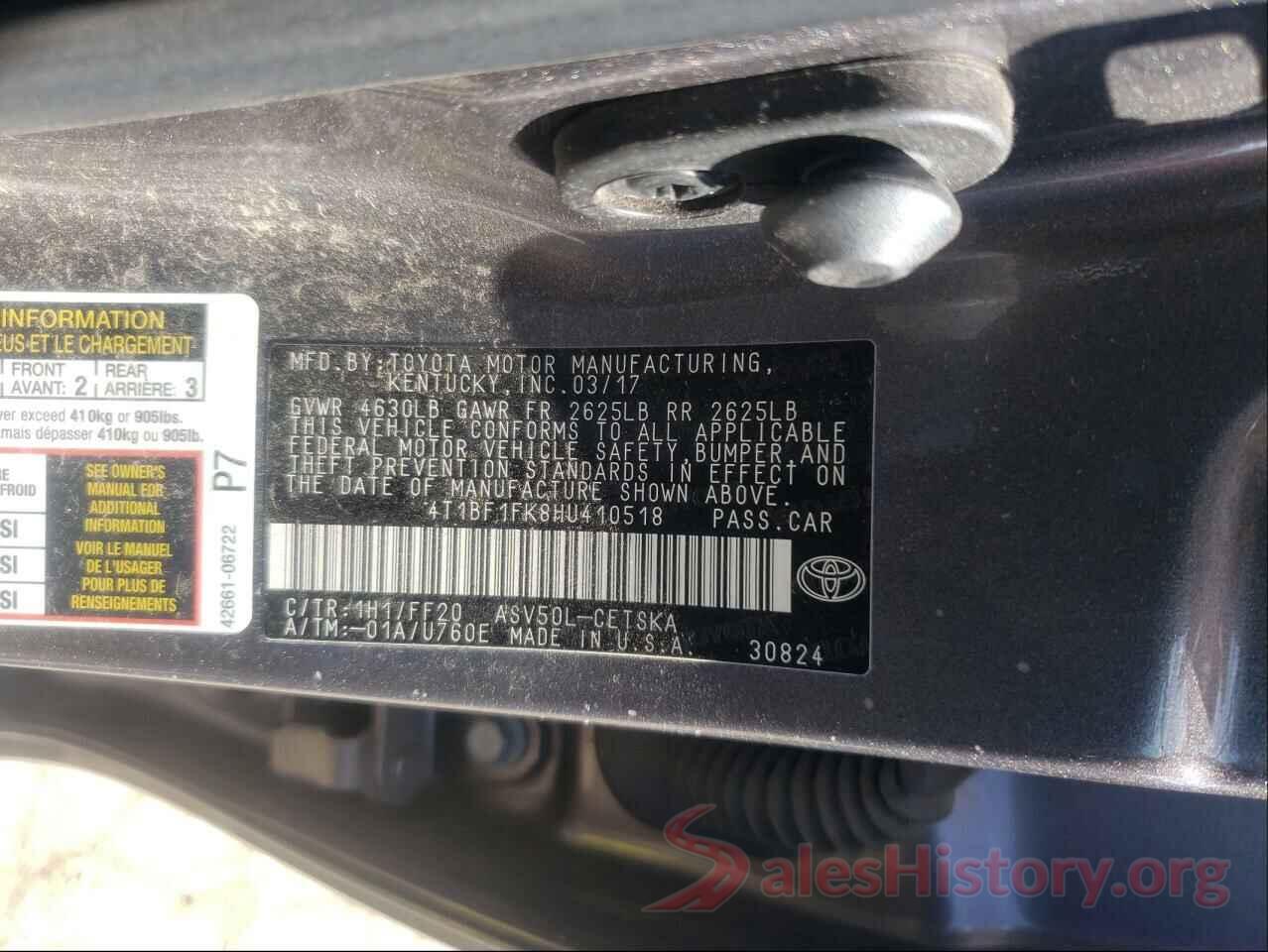 4T1BF1FK8HU410518 2017 TOYOTA CAMRY