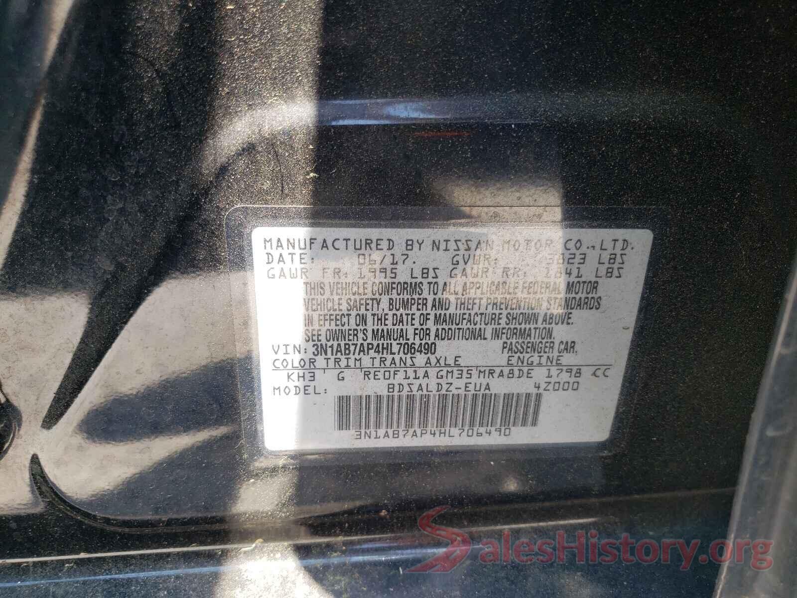 3N1AB7AP4HL706490 2017 NISSAN SENTRA