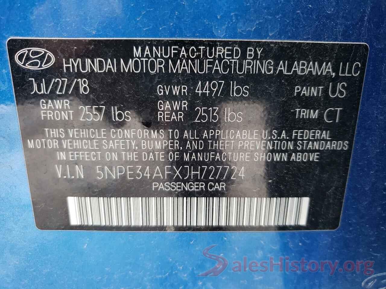 5NPE34AFXJH727724 2018 HYUNDAI SONATA