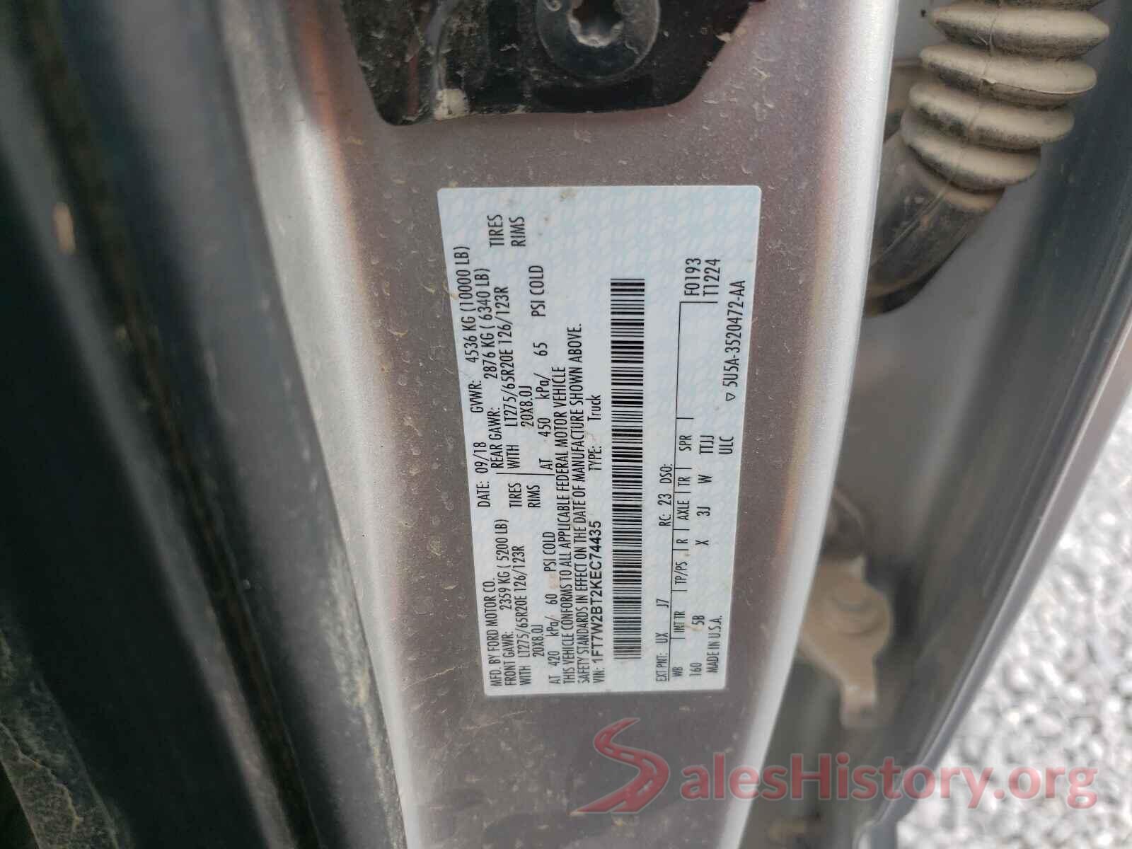 1FT7W2BT2KEC74435 2019 FORD F250