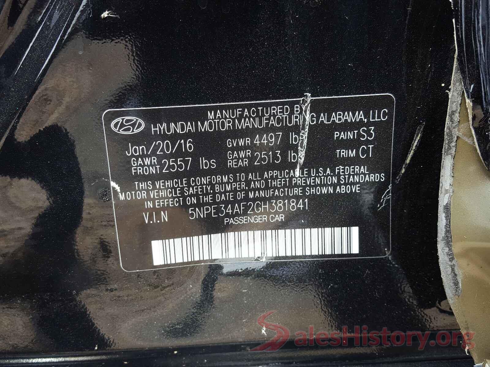 5NPE34AF2GH381841 2016 HYUNDAI SONATA