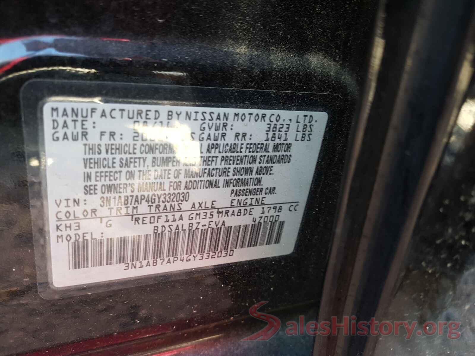 3N1AB7AP4GY332030 2016 NISSAN SENTRA