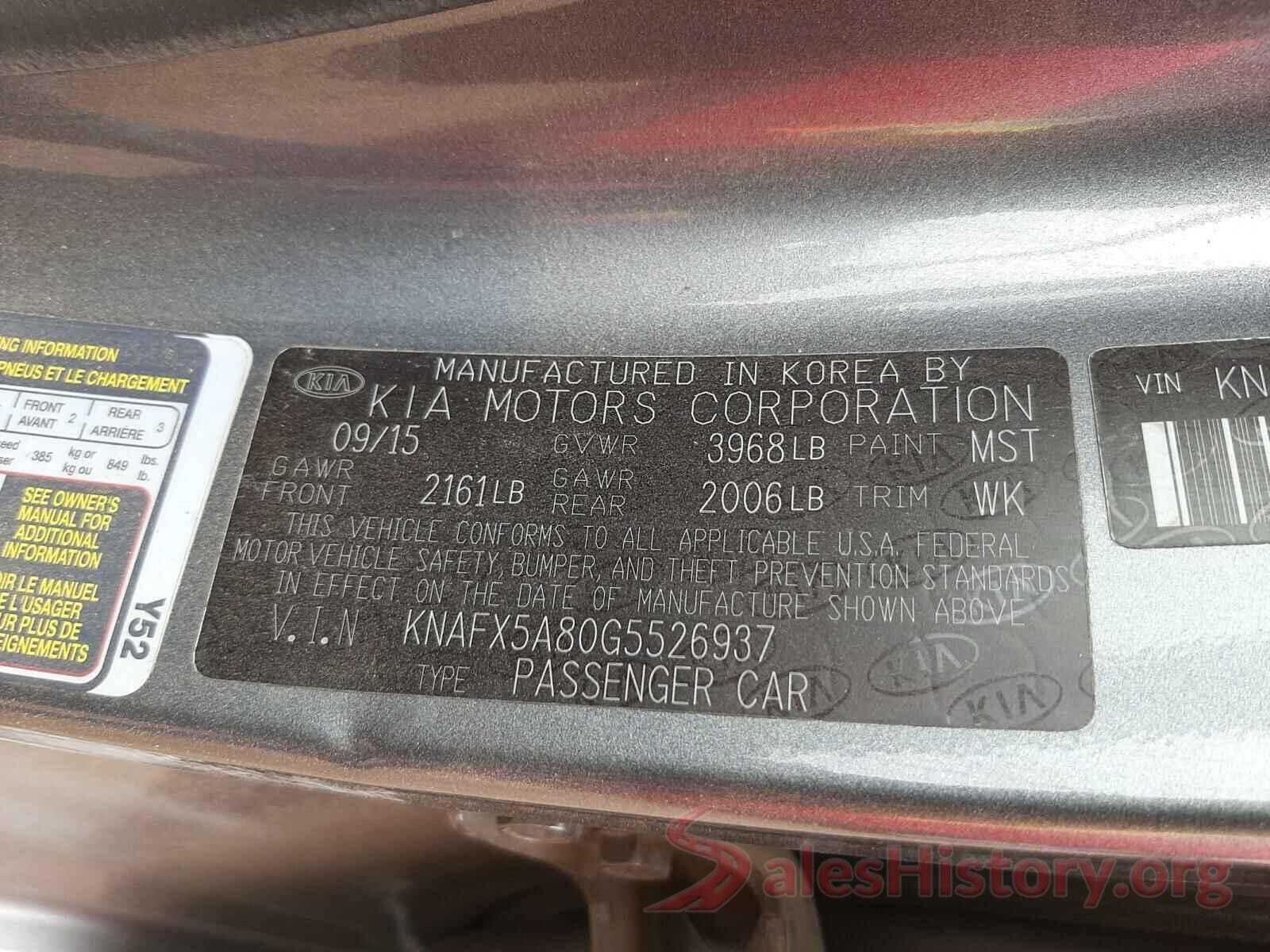 KNAFX5A80G5526937 2016 KIA FORTE