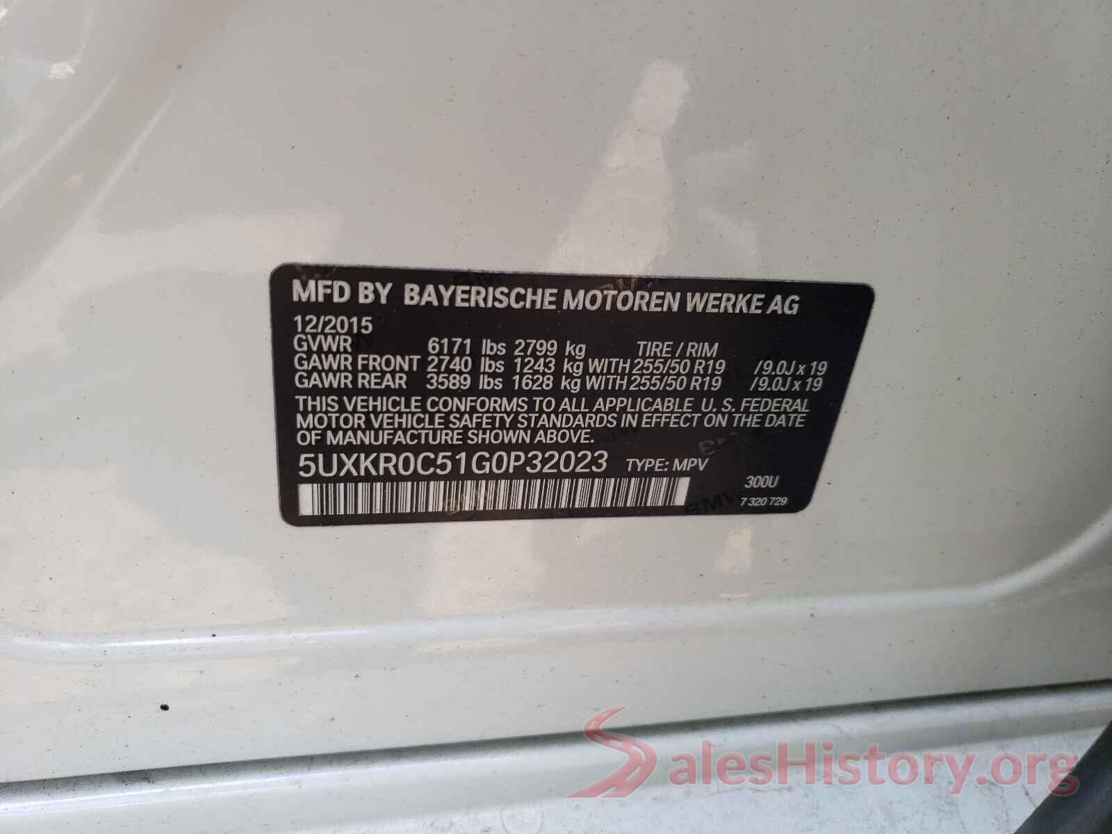 5UXKR0C51G0P32023 2016 BMW X5