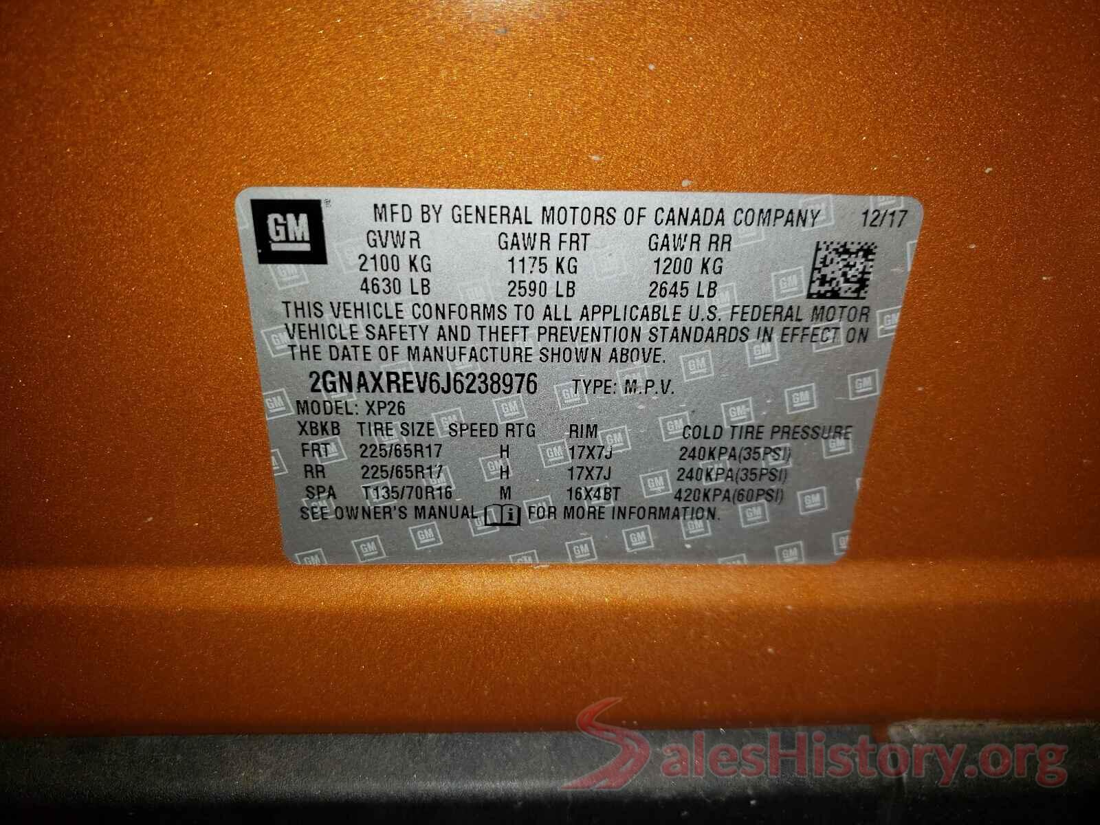 2GNAXREV6J6238976 2018 CHEVROLET EQUINOX