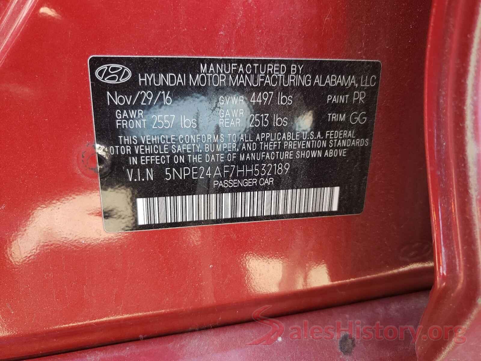 5NPE24AF7HH532189 2017 HYUNDAI SONATA