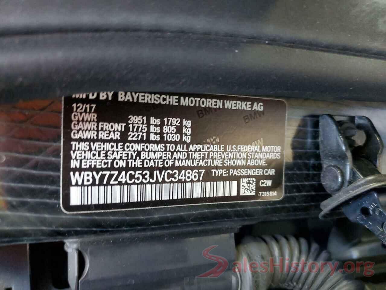 WBY7Z4C53JVC34867 2018 BMW I SERIES