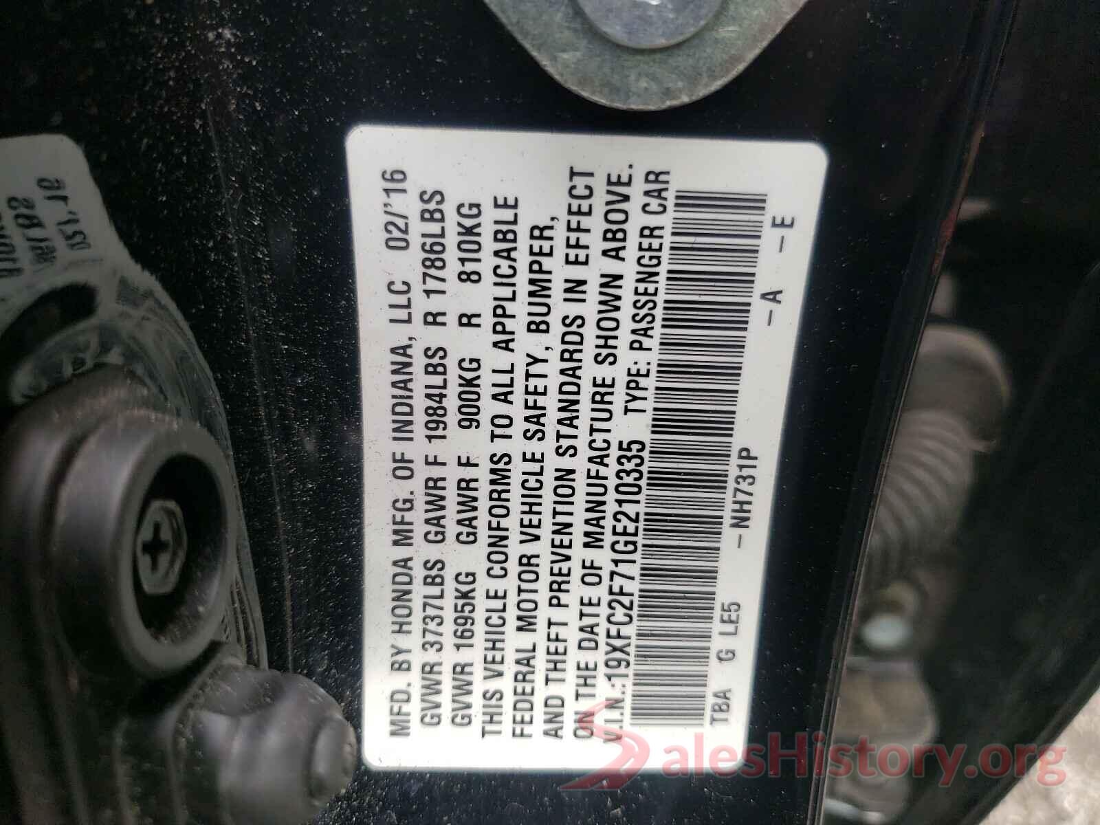 19XFC2F71GE210335 2016 HONDA CIVIC