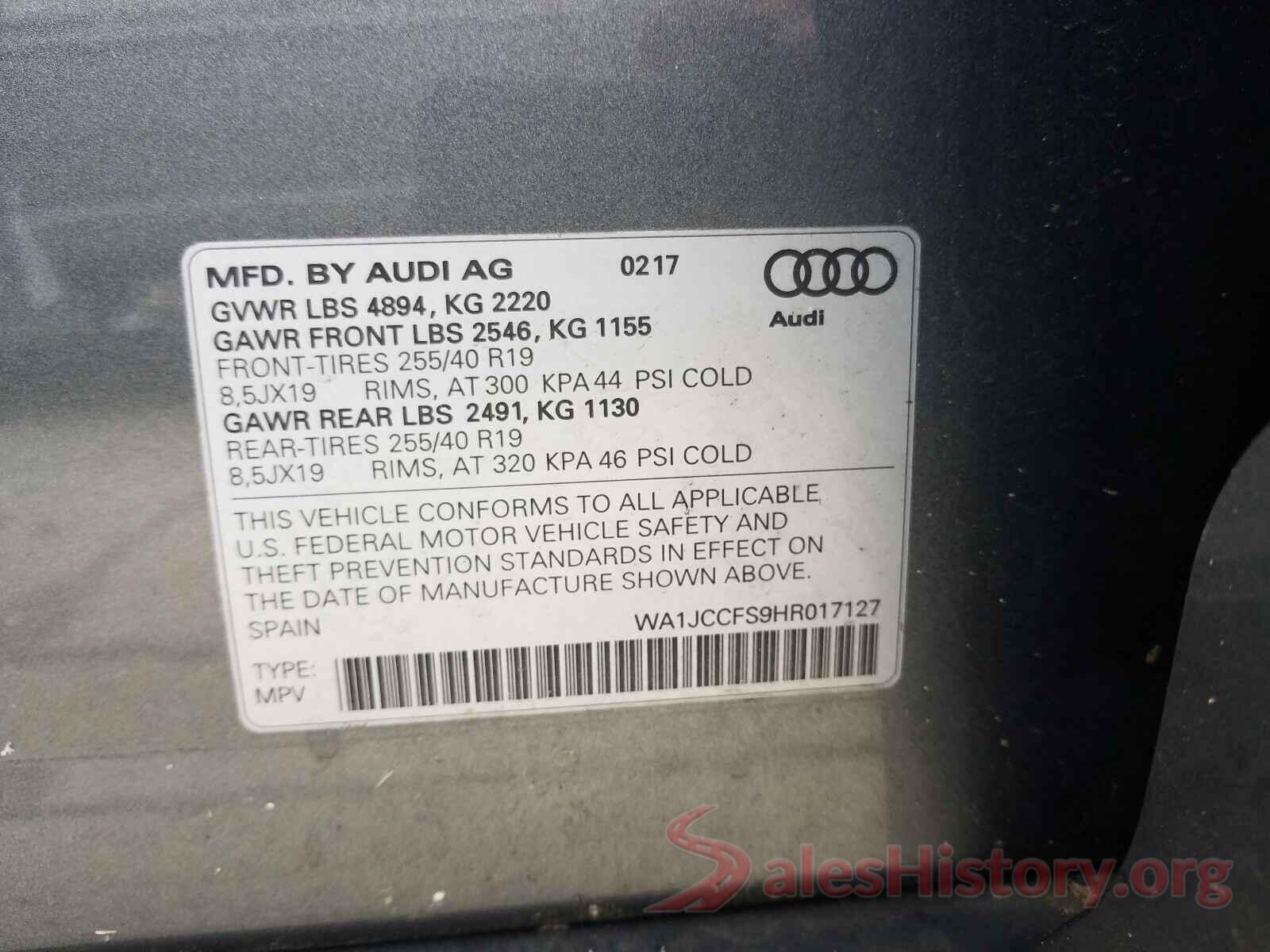 WA1JCCFS9HR017127 2017 AUDI Q3