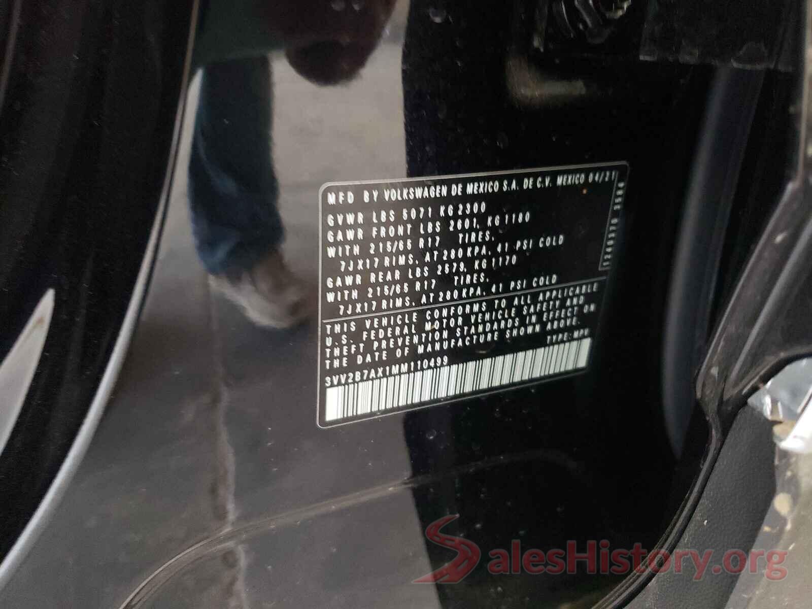 3VV2B7AX1MM110499 2021 VOLKSWAGEN TIGUAN