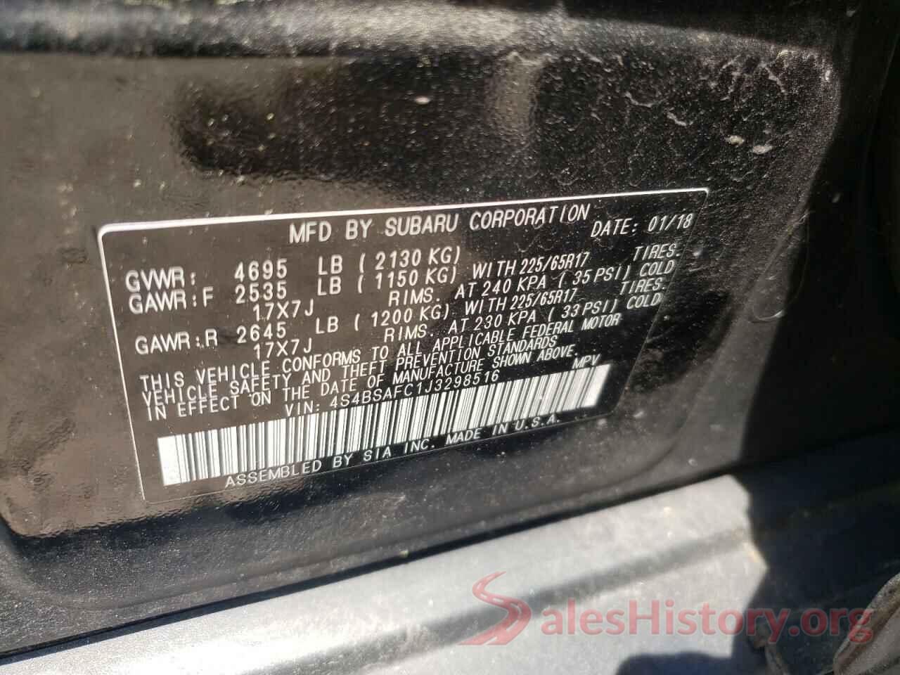 4S4BSAFC1J3298516 2018 SUBARU OUTBACK