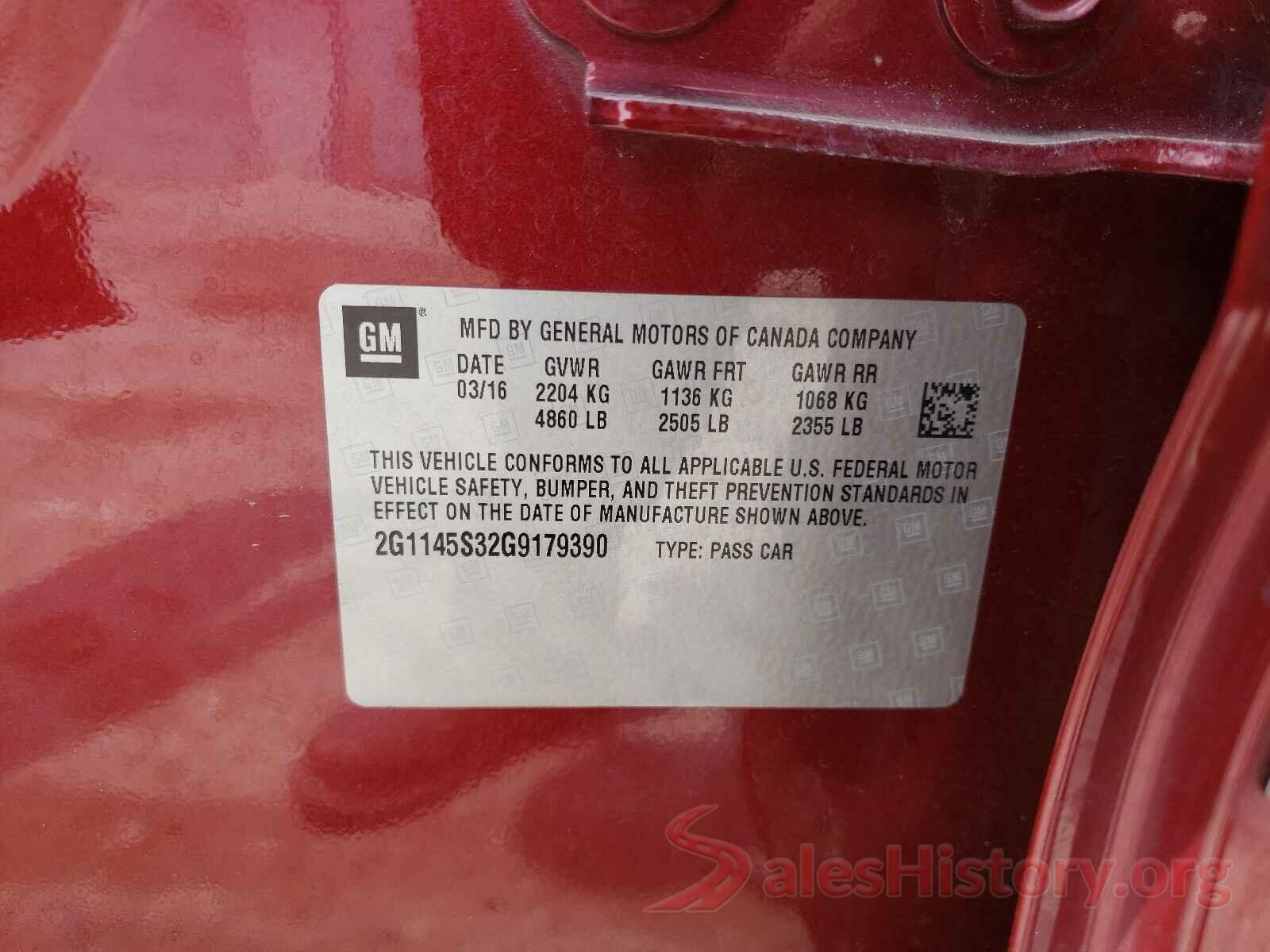 2G1145S32G9179390 2016 CHEVROLET IMPALA