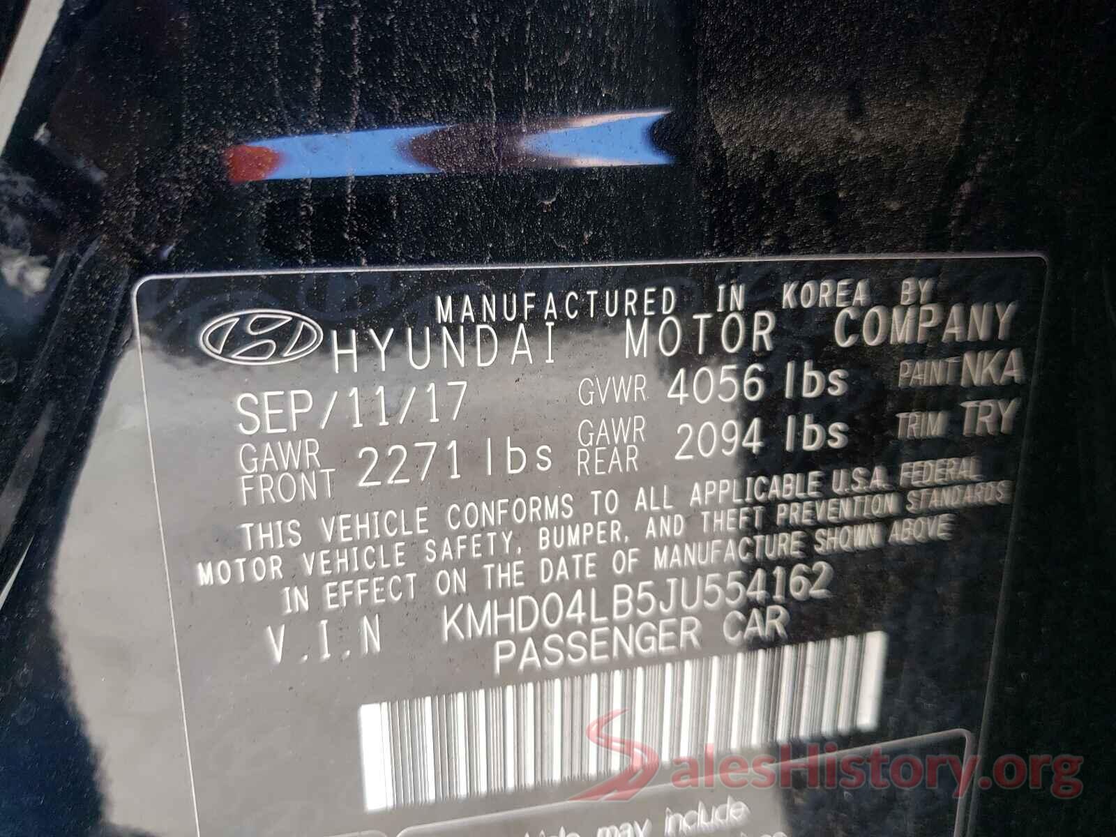 KMHD04LB5JU554162 2018 HYUNDAI ELANTRA