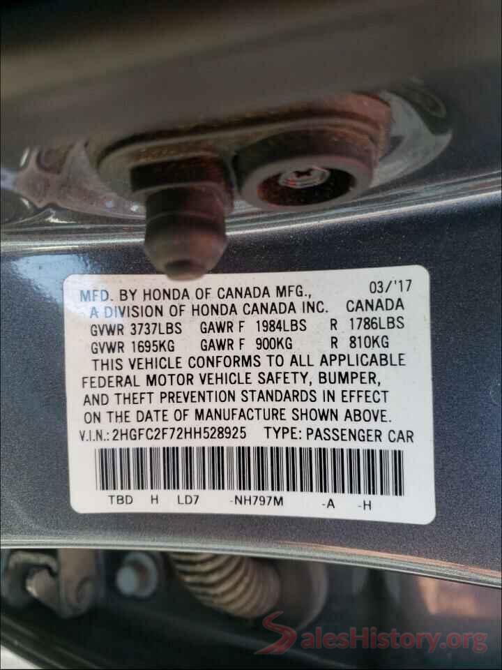 2HGFC2F72HH528925 2017 HONDA CIVIC