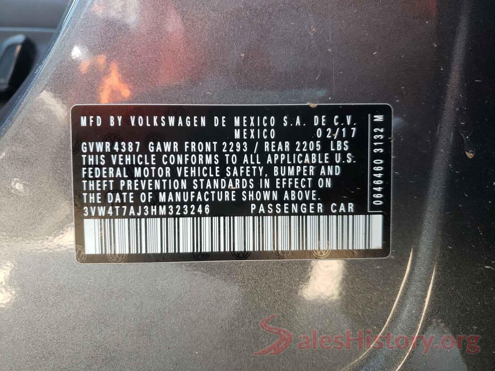 3VW4T7AJ3HM323246 2017 VOLKSWAGEN JETTA