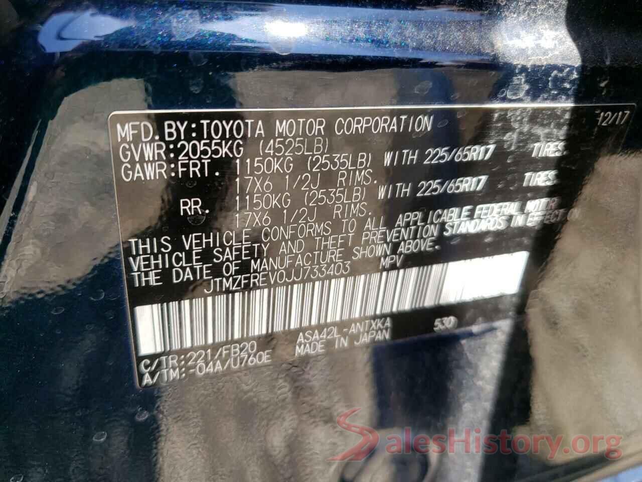 JTMZFREV0JJ733403 2018 TOYOTA RAV4