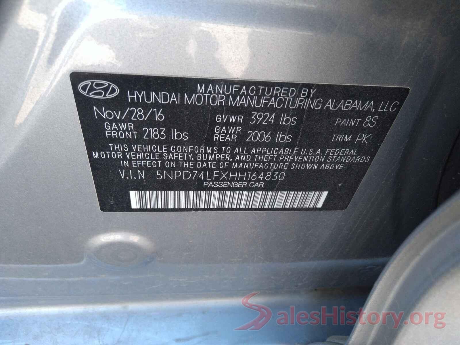 5NPD74LFXHH164830 2017 HYUNDAI ELANTRA