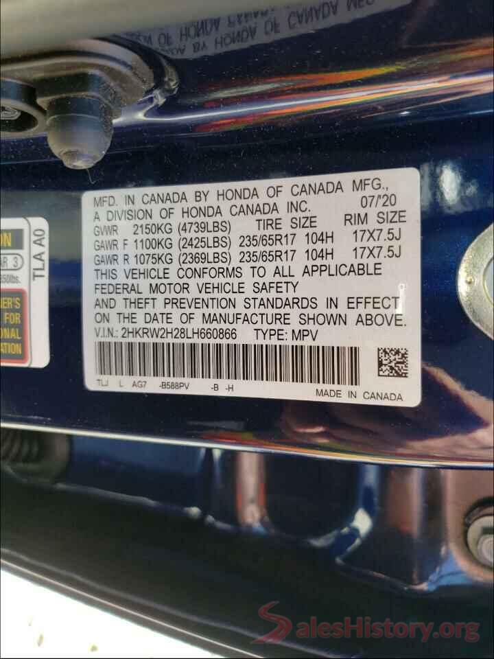 2HKRW2H28LH660866 2020 HONDA CRV