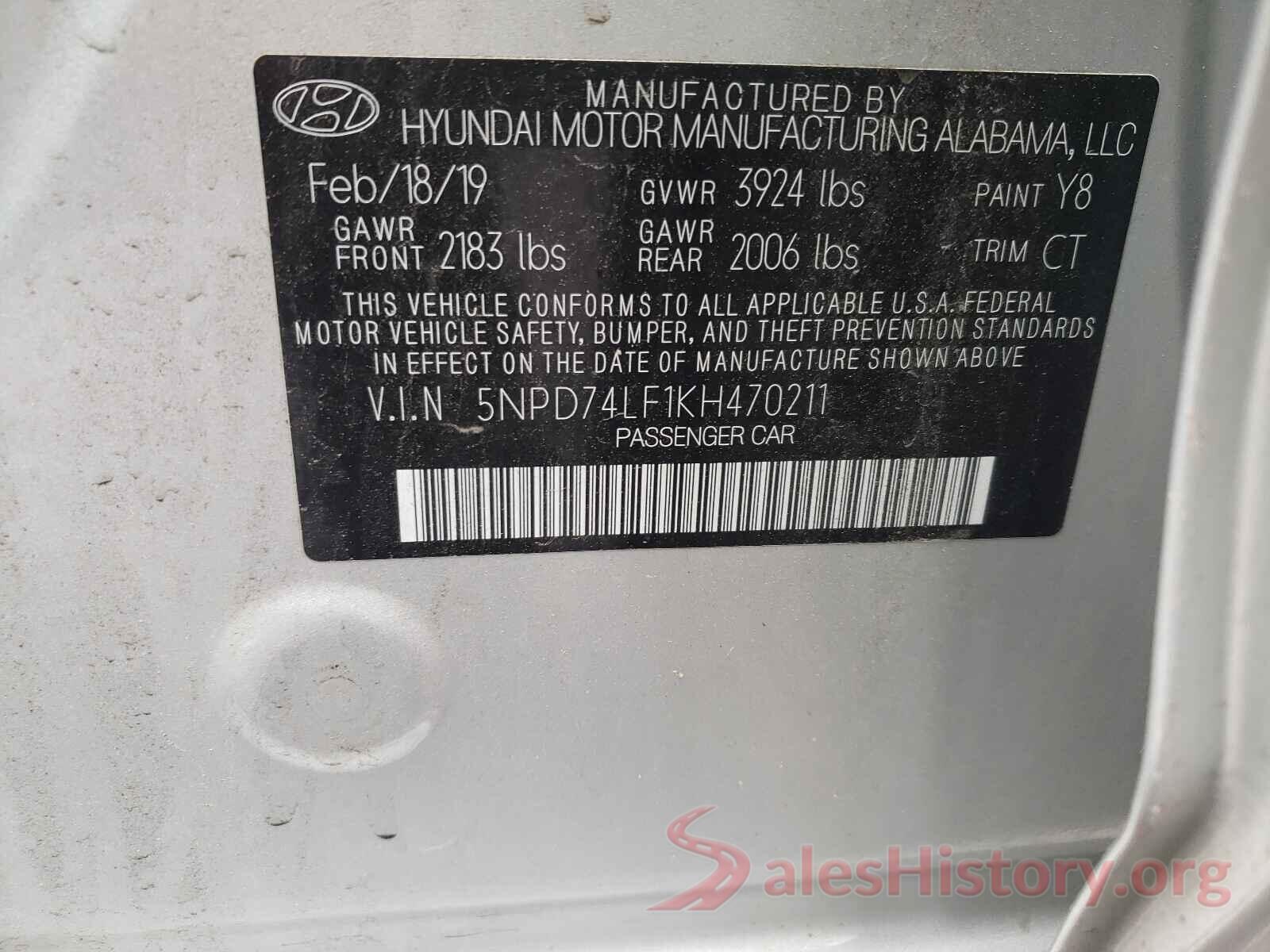 5NPD74LF1KH470211 2019 HYUNDAI ELANTRA