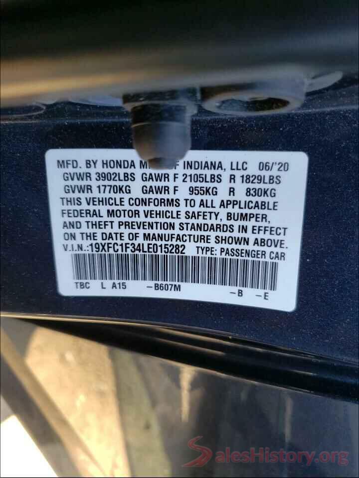 19XFC1F34LE015282 2020 HONDA CIVIC