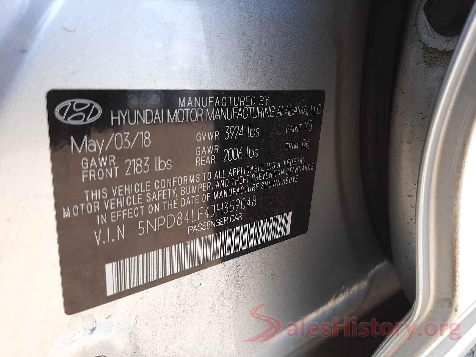 5NPD84LF4JH359048 2018 HYUNDAI ELANTRA