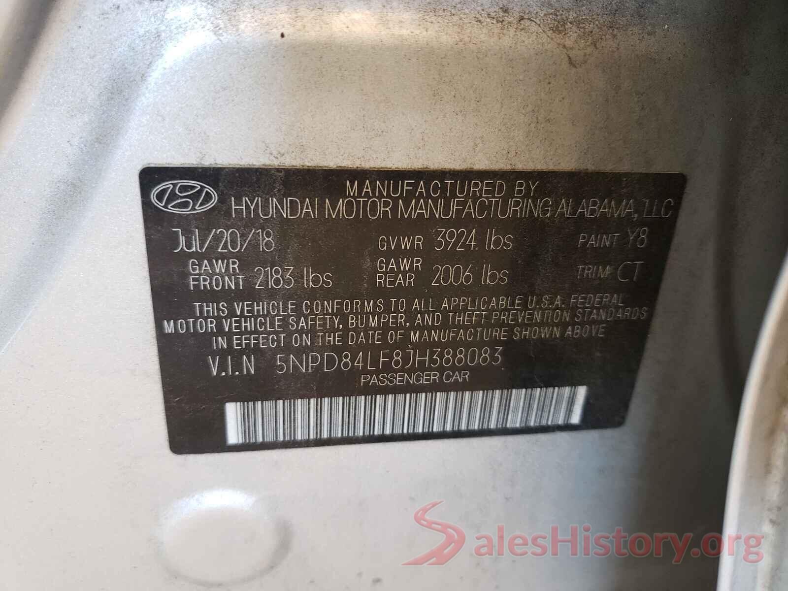 5NPD84LF8JH388083 2018 HYUNDAI ELANTRA