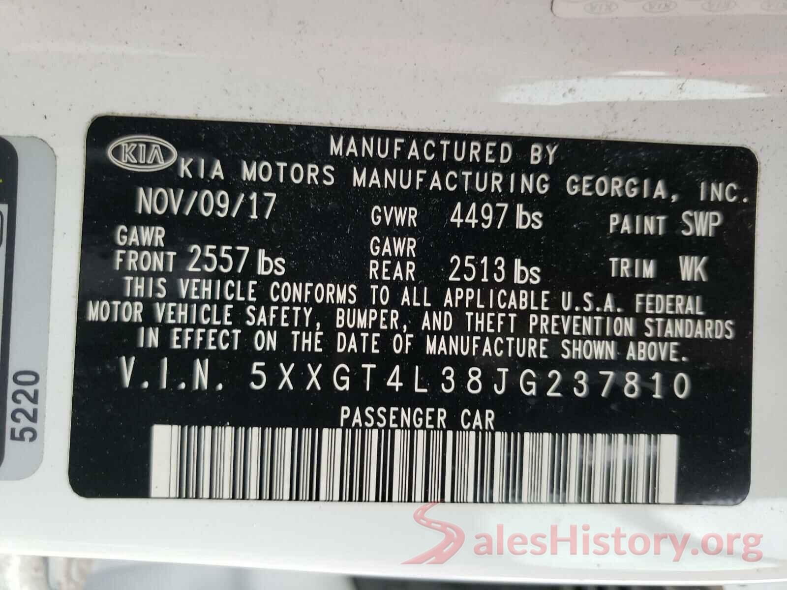 5XXGT4L38JG237810 2018 KIA OPTIMA