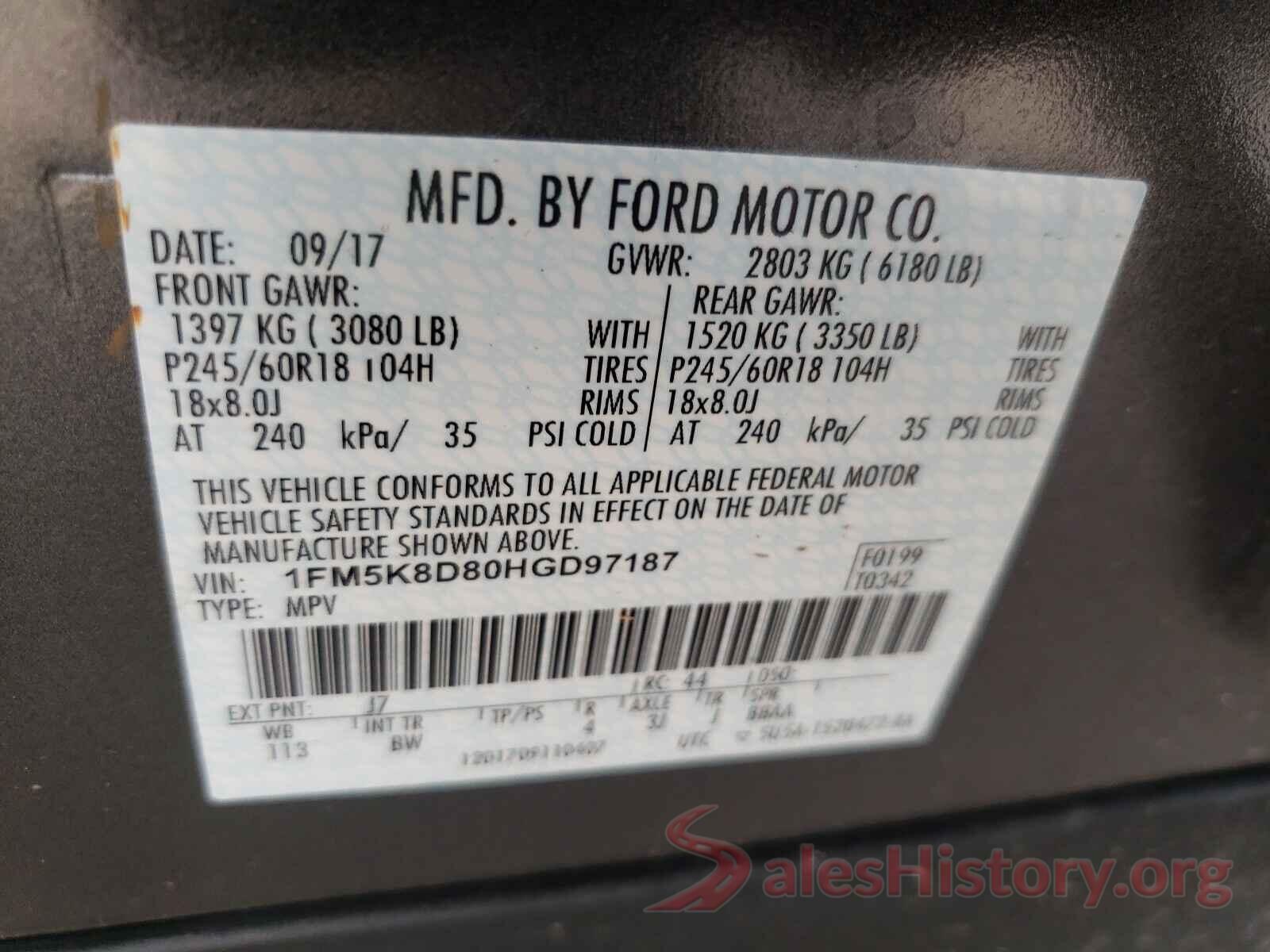 1FM5K8D80HGD97187 2017 FORD EXPLORER