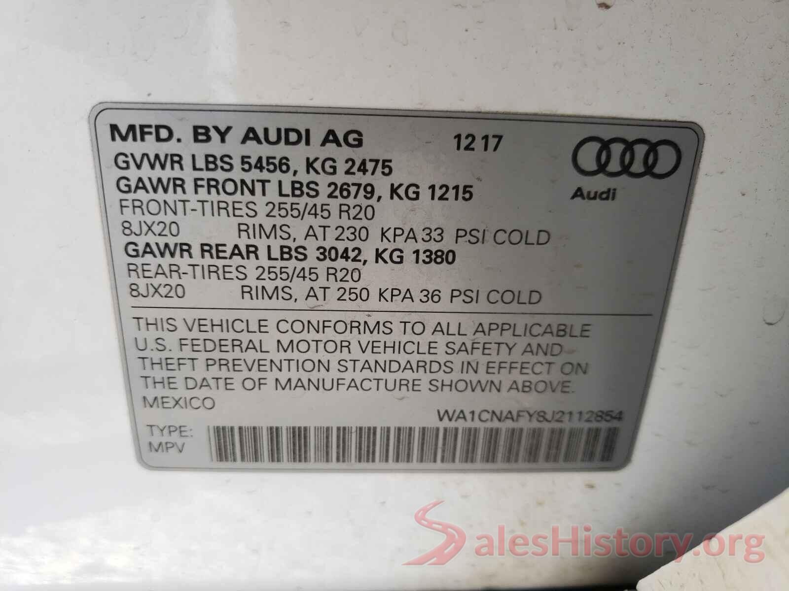 WA1CNAFY8J2112854 2018 AUDI Q5