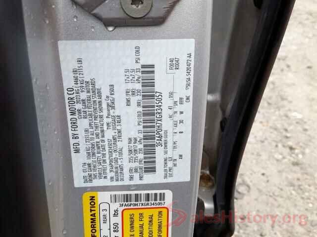 3FA6P0H7XGR345057 2016 FORD FUSION