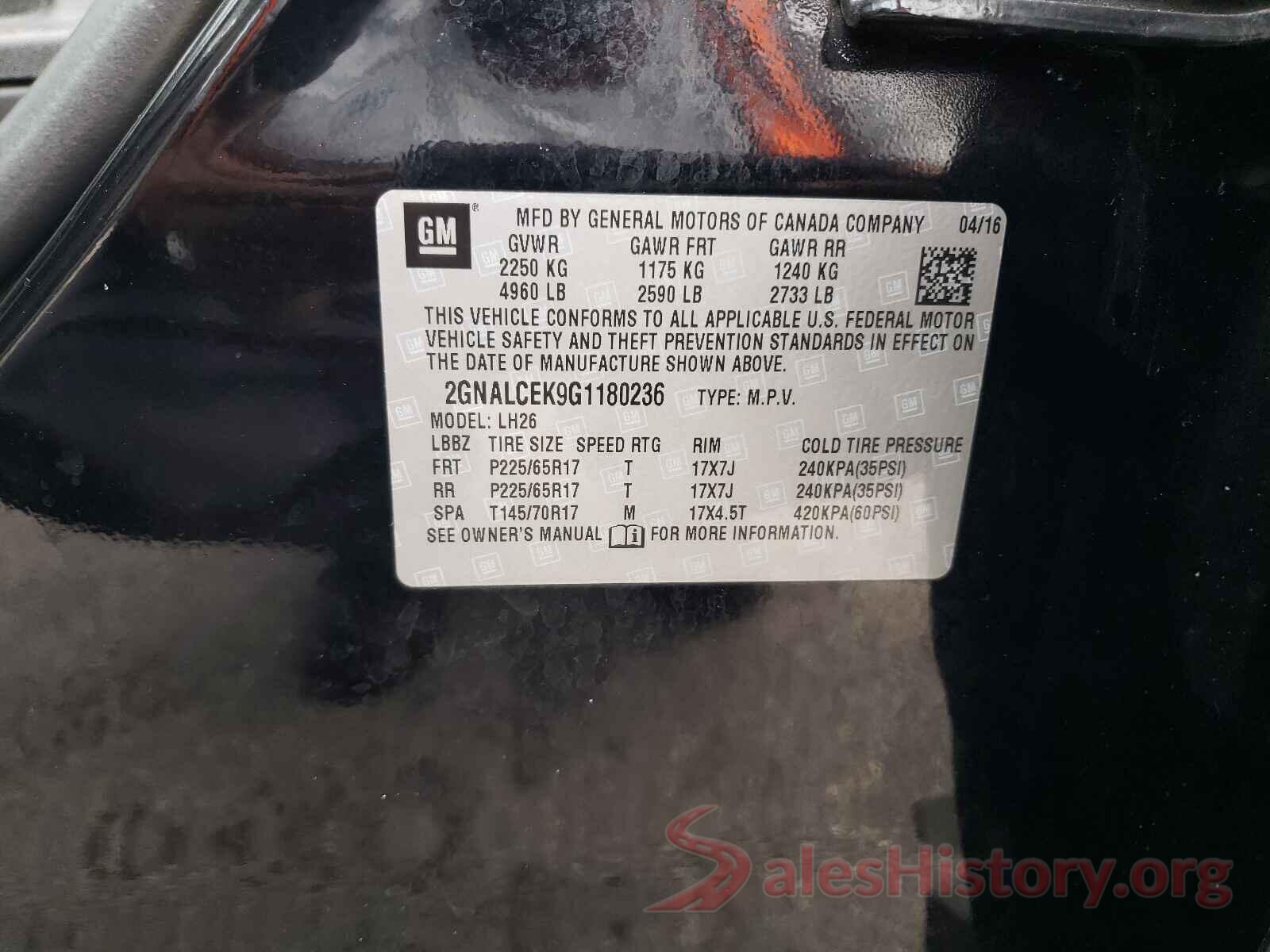 2GNALCEK9G1180236 2016 CHEVROLET EQUINOX