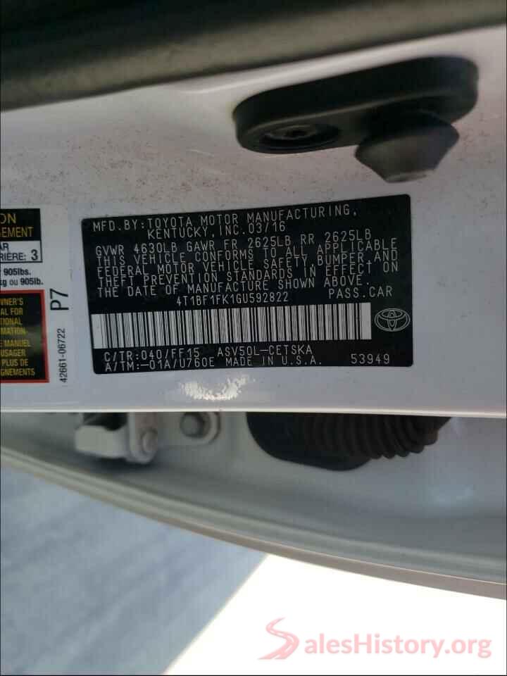 4T1BF1FK1GU592822 2016 TOYOTA CAMRY