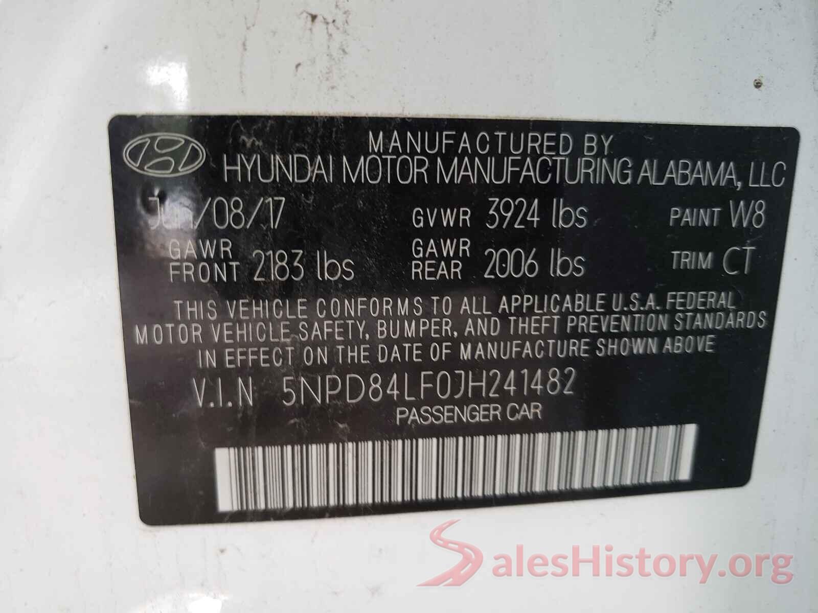 5NPD84LF0JH241482 2018 HYUNDAI ELANTRA