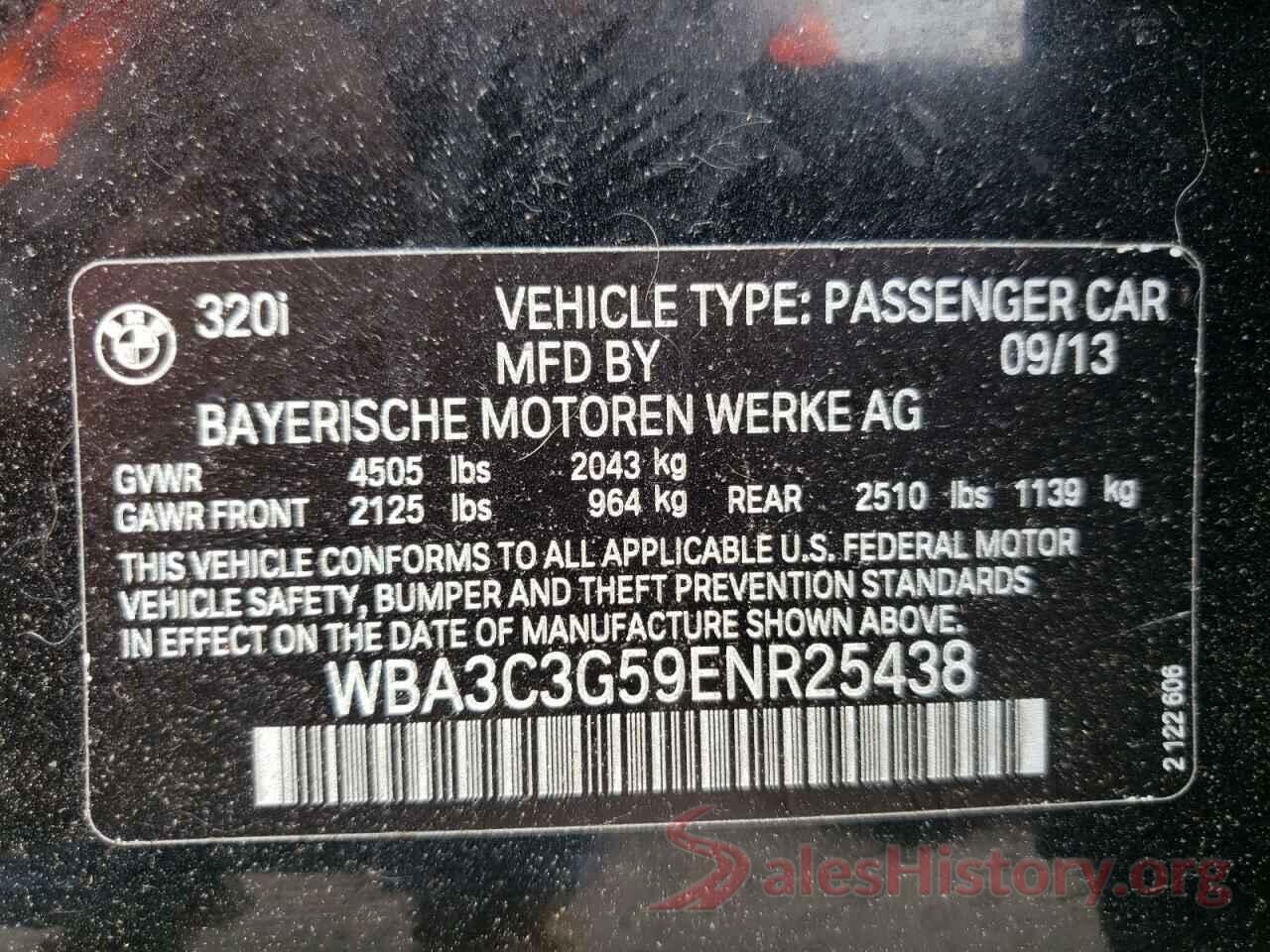 WBA3C3G59ENR25438 2014 BMW 3 SERIES