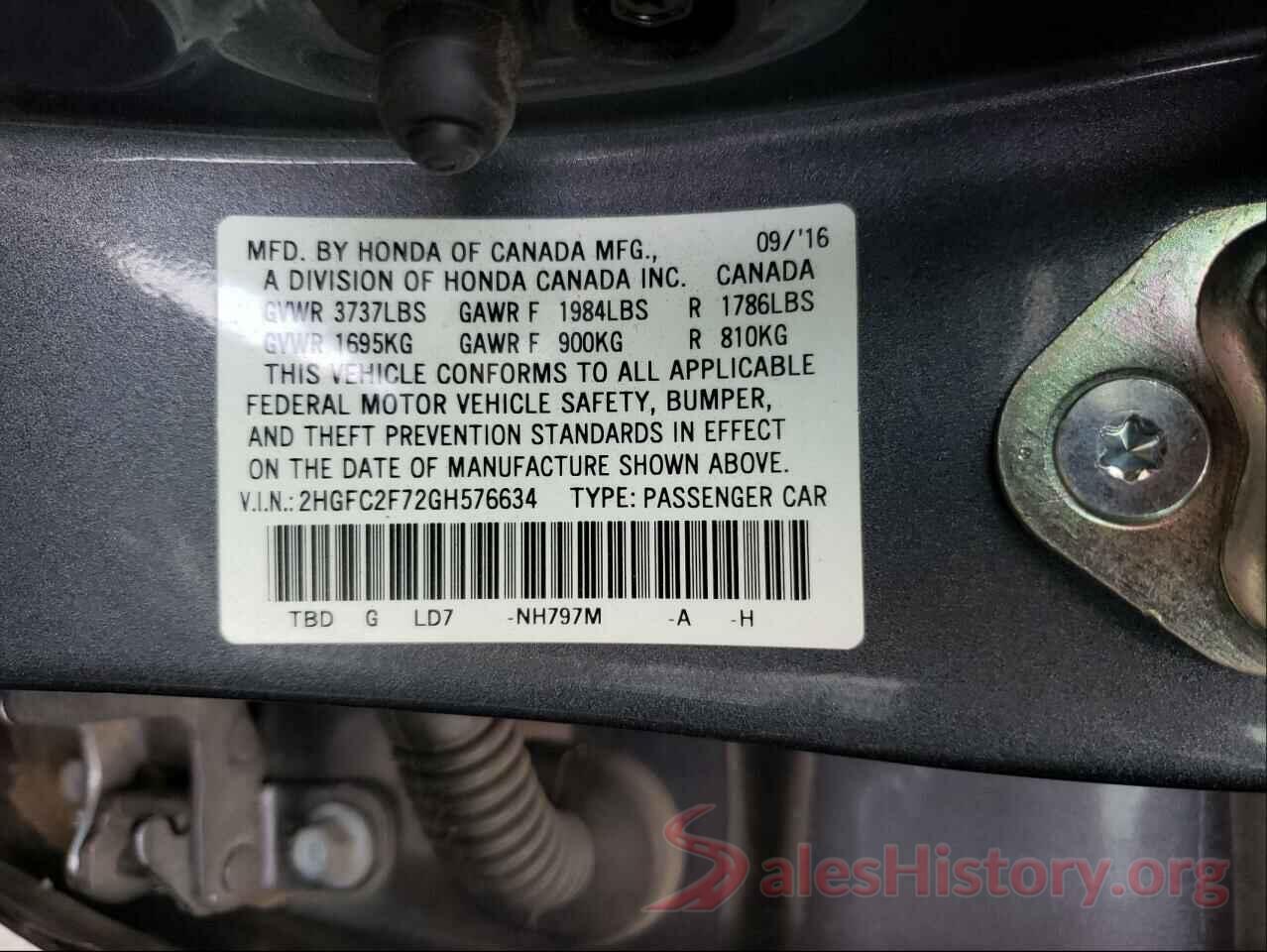 2HGFC2F72GH576634 2016 HONDA CIVIC