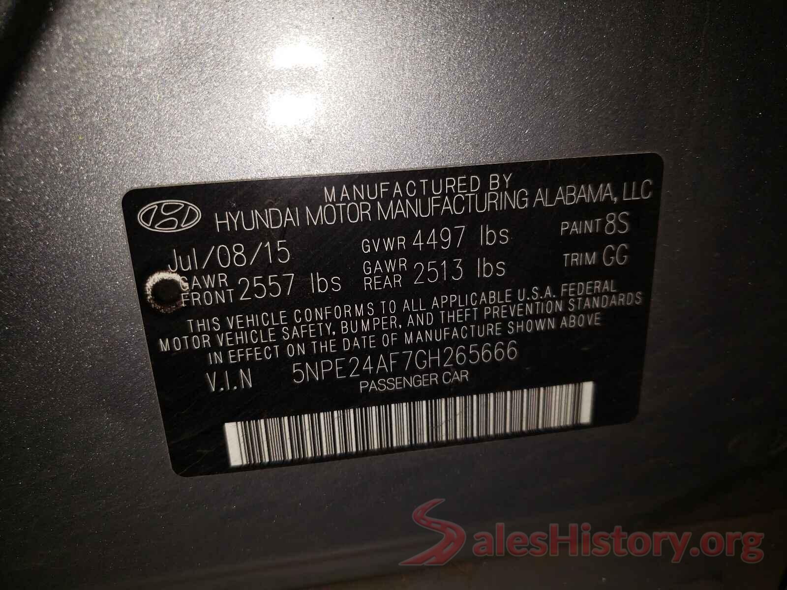 5NPE24AF7GH265666 2016 HYUNDAI SONATA