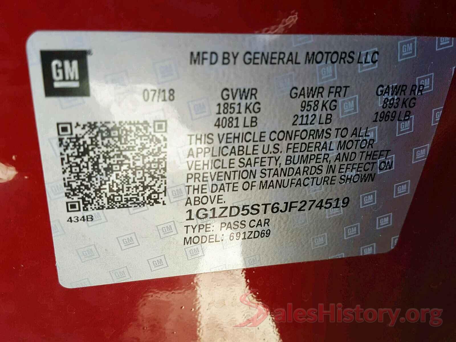 1G1ZD5ST6JF274519 2018 CHEVROLET MALIBU