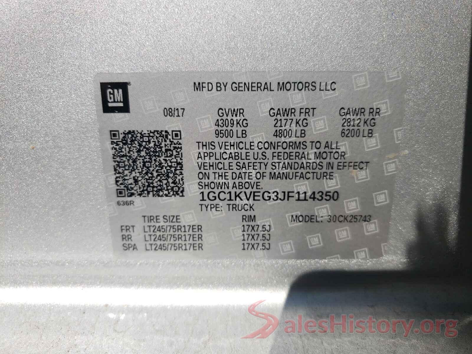 1GC1KVEG3JF114350 2018 CHEVROLET SILVERADO