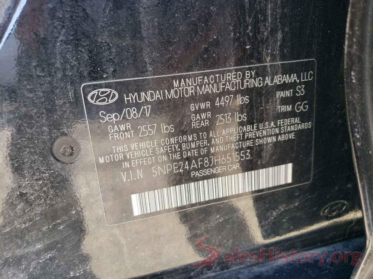 5NPE24AF8JH651553 2018 HYUNDAI SONATA