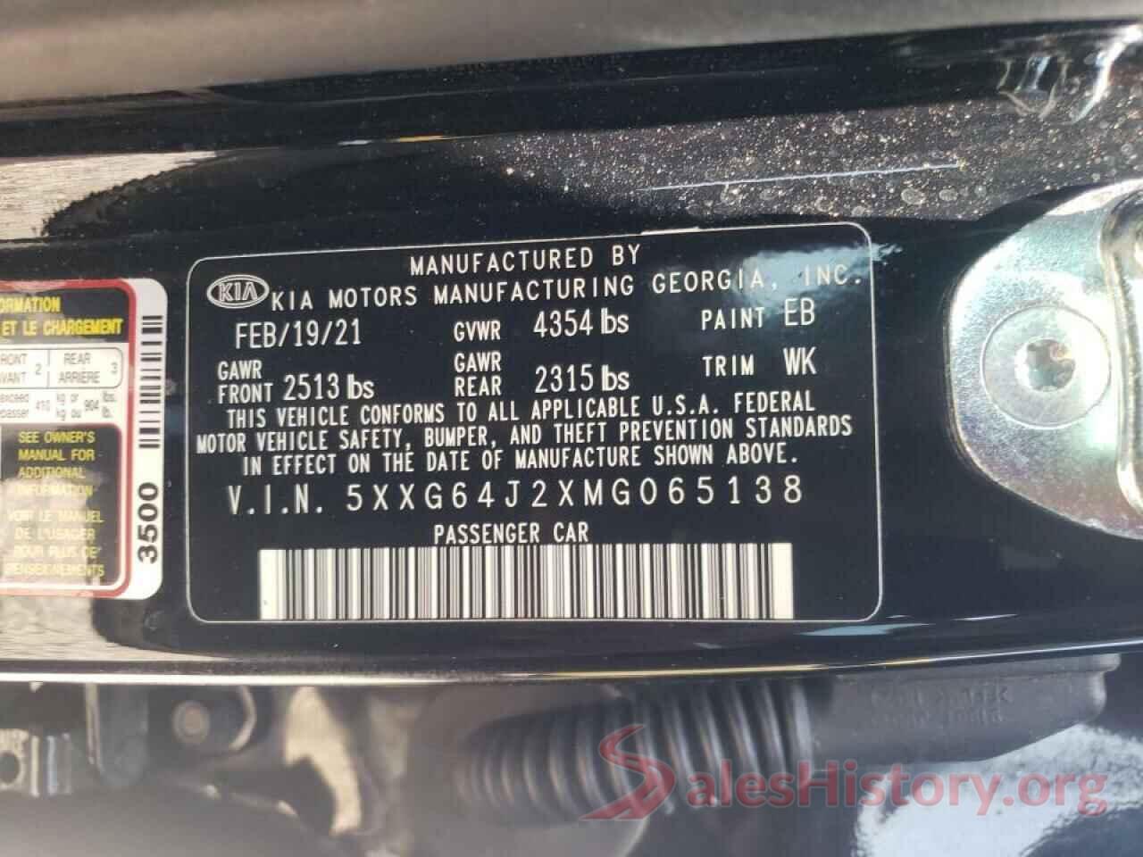 5XXG64J2XMG065138 2021 KIA K5