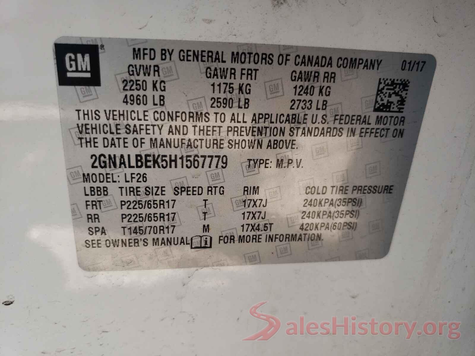 2GNALBEK5H1567779 2017 CHEVROLET EQUINOX