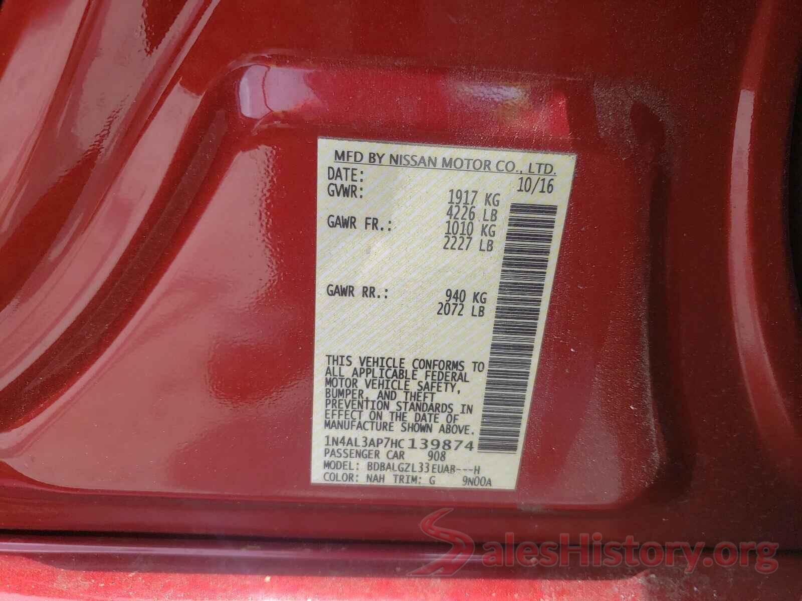 1N4AL3AP7HC139874 2017 NISSAN ALTIMA