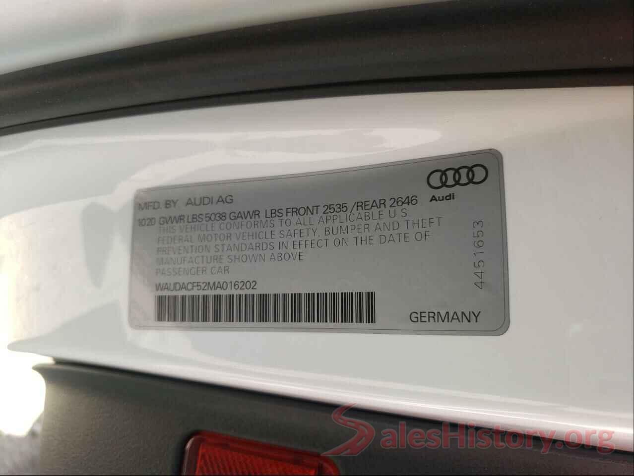 WAUDACF52MA016202 2021 AUDI A5