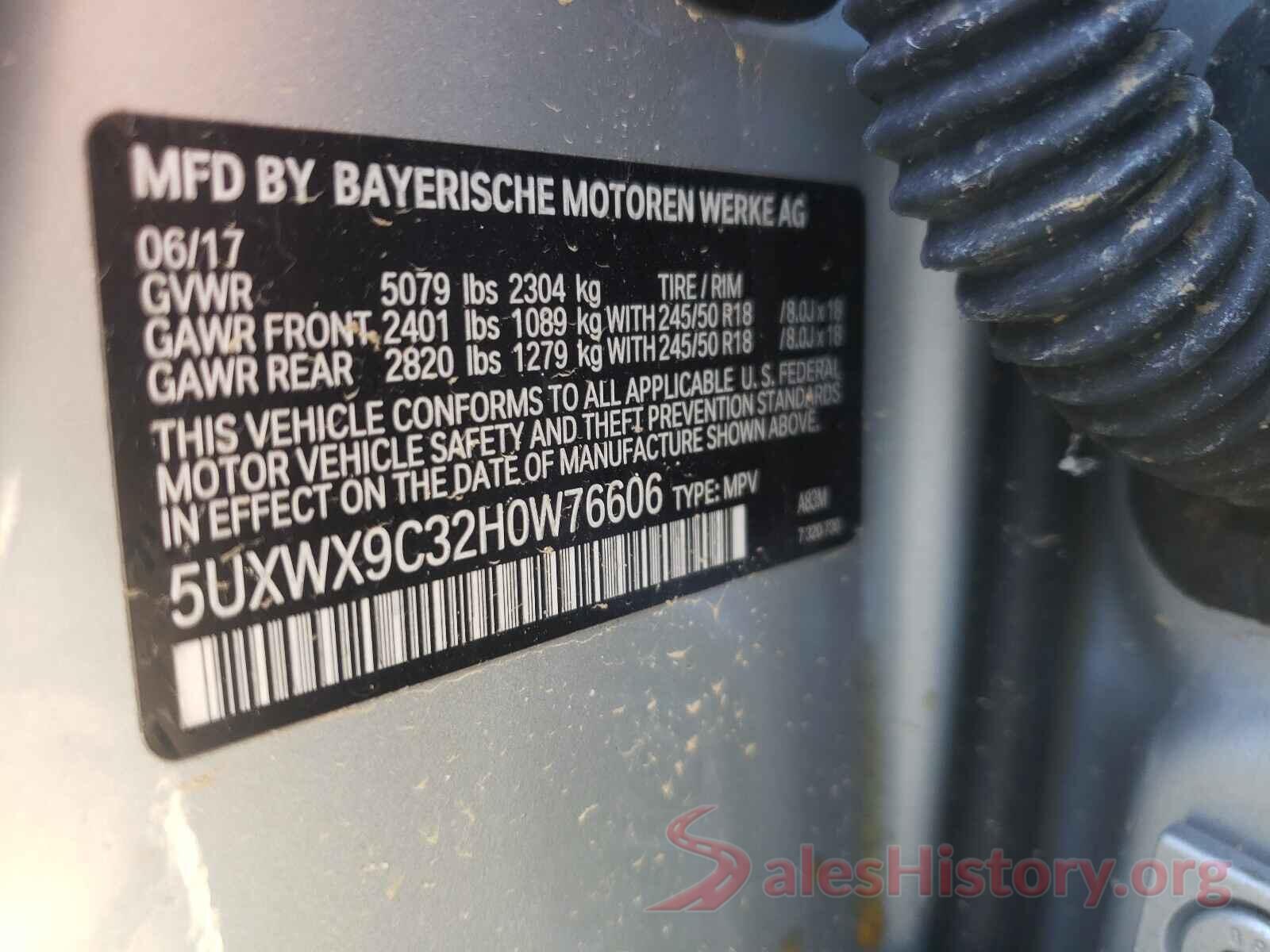 5UXWX9C32H0W76606 2017 BMW X3