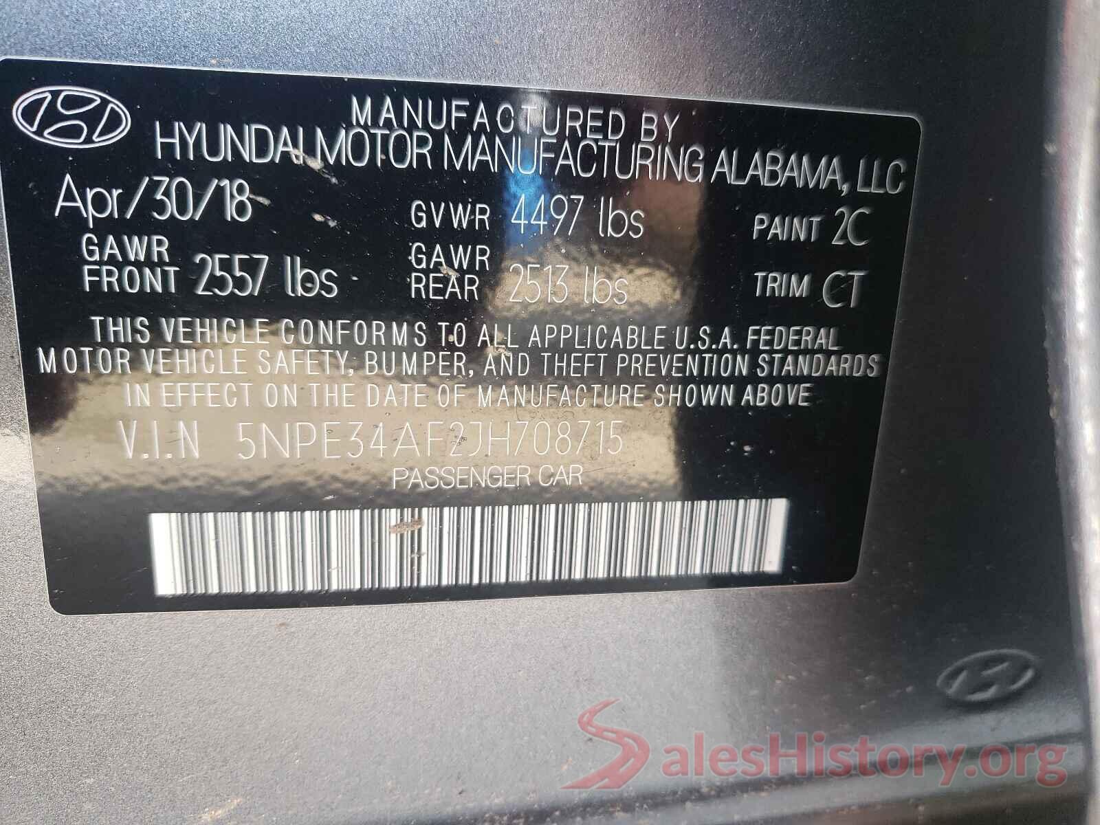 5NPE34AF2JH708715 2018 HYUNDAI SONATA