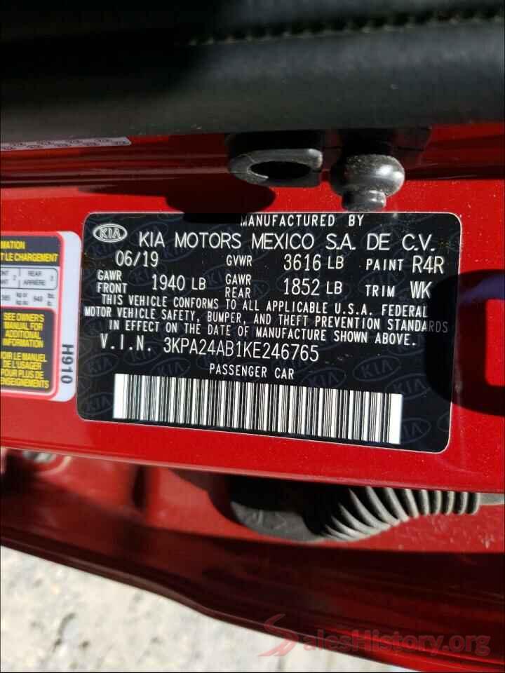 3KPA24AB1KE246765 2019 KIA RIO