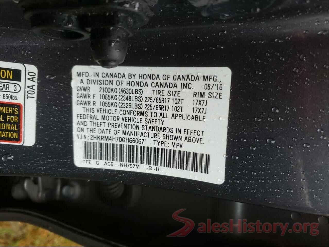 2HKRM4H70GH660671 2016 HONDA CRV